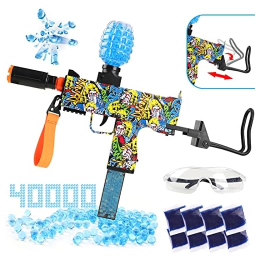 Geangvn UZI Rechargeable Splatter Ball Gun Automatic Toys for Boys and Kids, Electric Gel Ball Blaster Kit with 39999 Water Beads, Activities Ages 12+, Outdoor Toys Shooting Game Able to Shoot Up 65ft