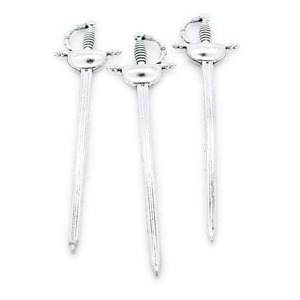 40 Pieces Antique Silver Tone Jewellery Charms Craft Art Making Crafting Beading Supplies B9FS8G Sword