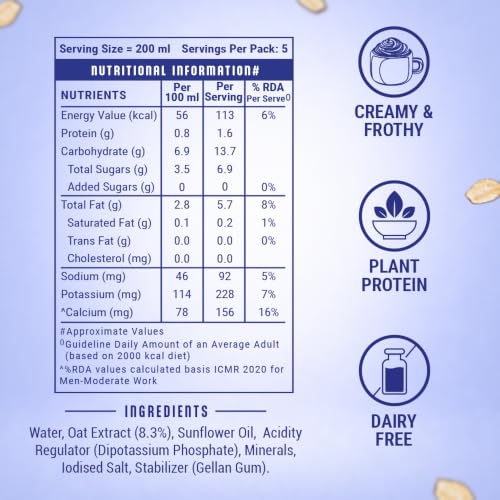 Image of Bagrry's Plant Based Oat Drink 1L | Unsweetened | Rich in Oats | Lactose & Dairy Free | No Added Sugar | Perfect for Everyday Use | Barista Approved | Healthy Dairy Substitute | No Preservatives