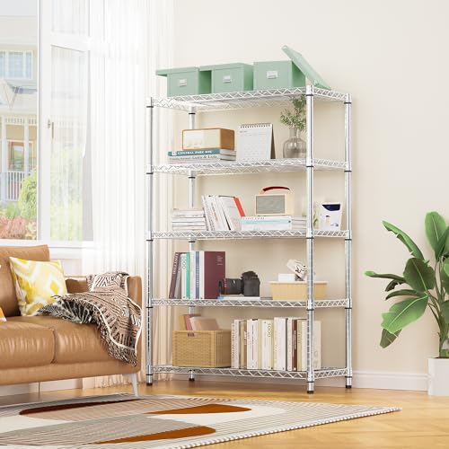 Image of M MZG 1750 LBS Storage Shelves 5-Tier Utility Shelving Unit Steel Organizer Wire Rack for Home,Kitchen,Office,Garage, Capacity 17.7 inch D x 47.2 inch W x 72.3 inch H