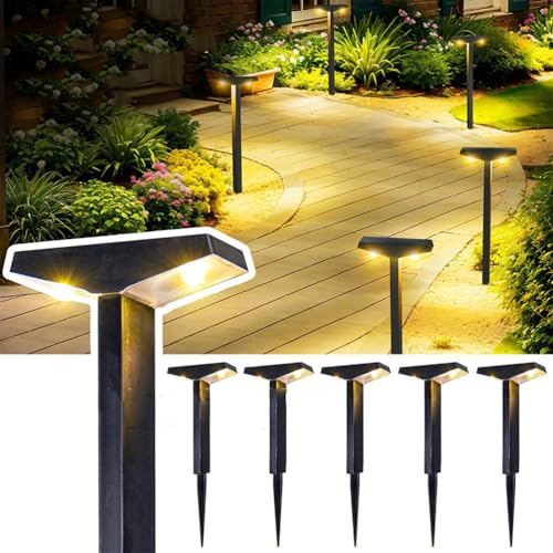 27.5cm,Luces solares para Exteriores (Paquete de 6), Impermeables, con Encendido y Apagado automático de hasta 8 a 12 Horas de duración. Ideales para Caminos, Patios, pasarelas