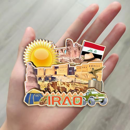 Imán decorativo de refrigerador con diseño de Irak miniatura 4