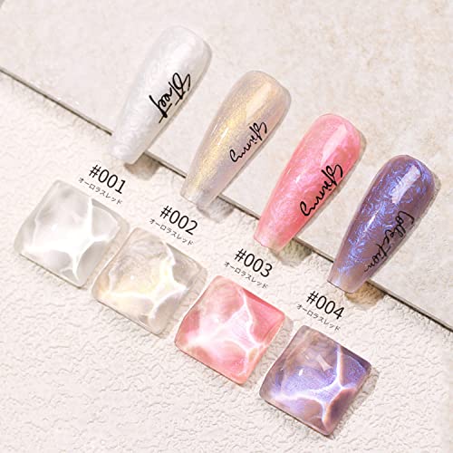 Major Dijit 4 Pcs Pearl Gel Nail Polish Set White Pink Blue Light Gold Color Gel Polish Kit Holographic Mermaid Shell Shimmer Nail Polish Set For Salon Home Diy #TOP1