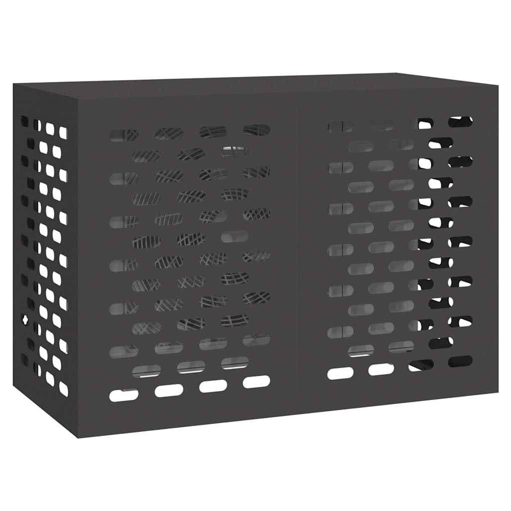 Vidaxl Black Air Conditioner Cover 100 X 50 X 70 Cm Steel, Air Conditioner Cover, Garden Appliance Shield, Winter Protection, Rectangular Outdoor Accessory, Durable Weatherproof Design