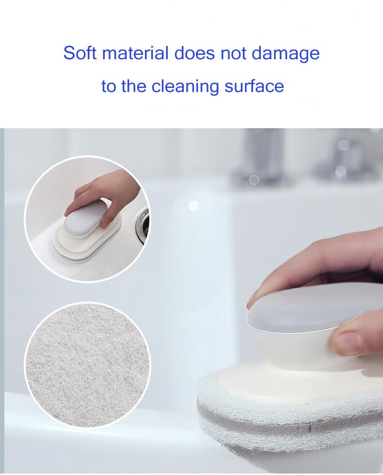 Image of No-Scratch Scouring Pad Brush Whit Comfortable Handle,Cleaning Brush for Kitchen Bathroom Bathtub Toilet Swiming Pool,Dish Brush,Sponge Cleaning Scrubber (Grey)