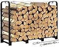 GPUSFAK 4FT Firewood Rack Stand - Fireplace Wood Storage Stacker Holder Heavy Duty Pile Logs Rack Holder for Outdoor Indoor Metal Firewood Logs Stacker, Black