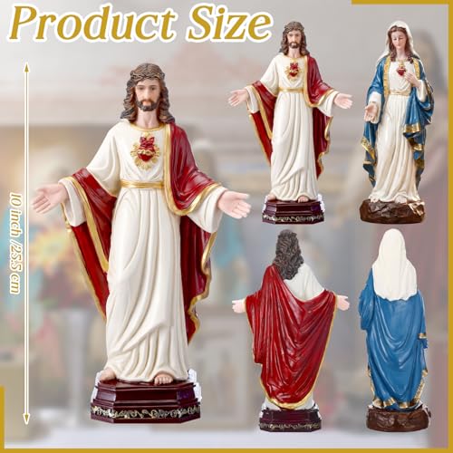 Set 2 Piezas Estatuas Católicas Clásicas Corazones Sagrados miniatura 2