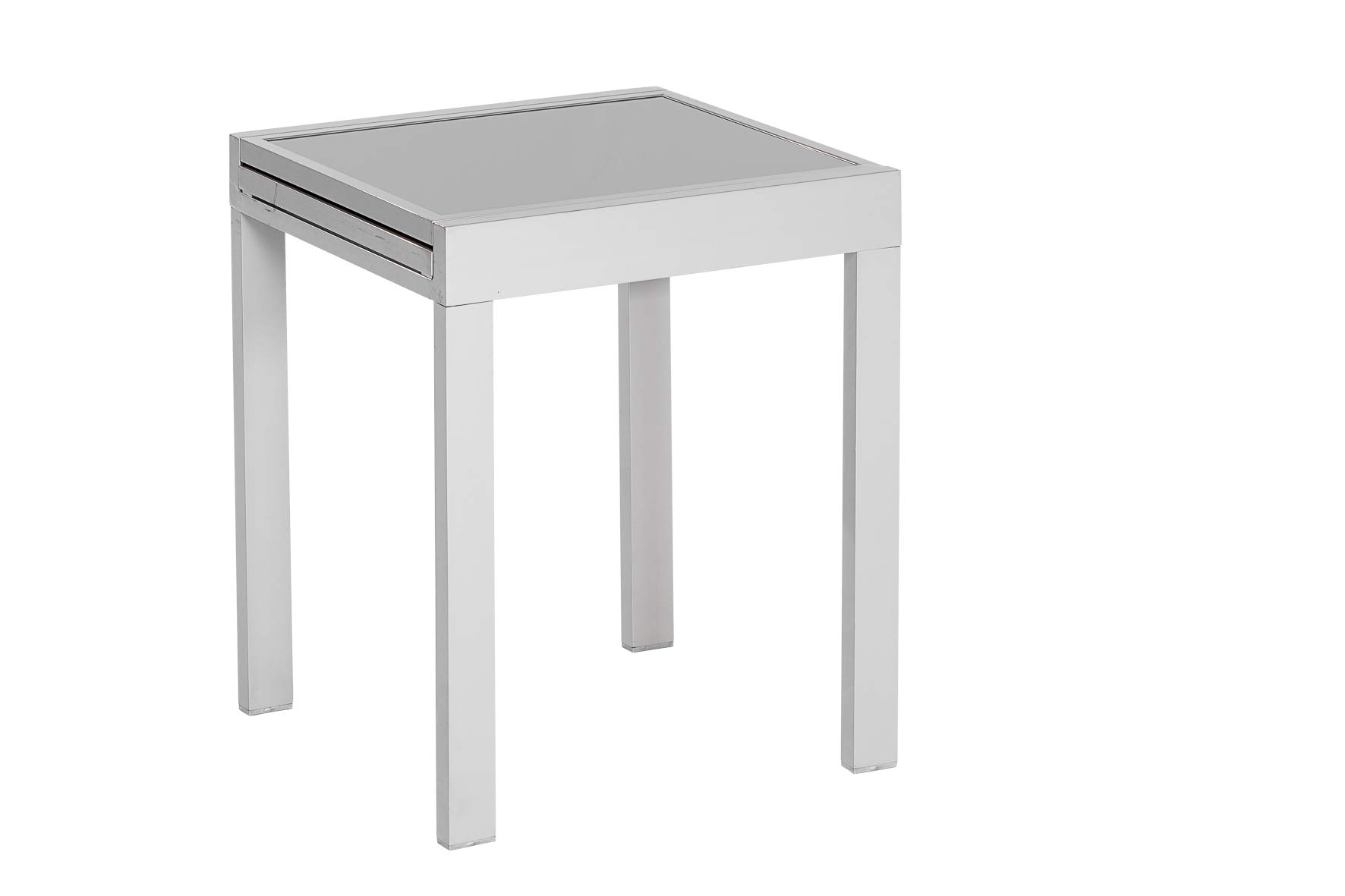 MERXX Balkontisch aus Aluminium und Glas, ca. 65/130x65x75 cm, ausziehbar