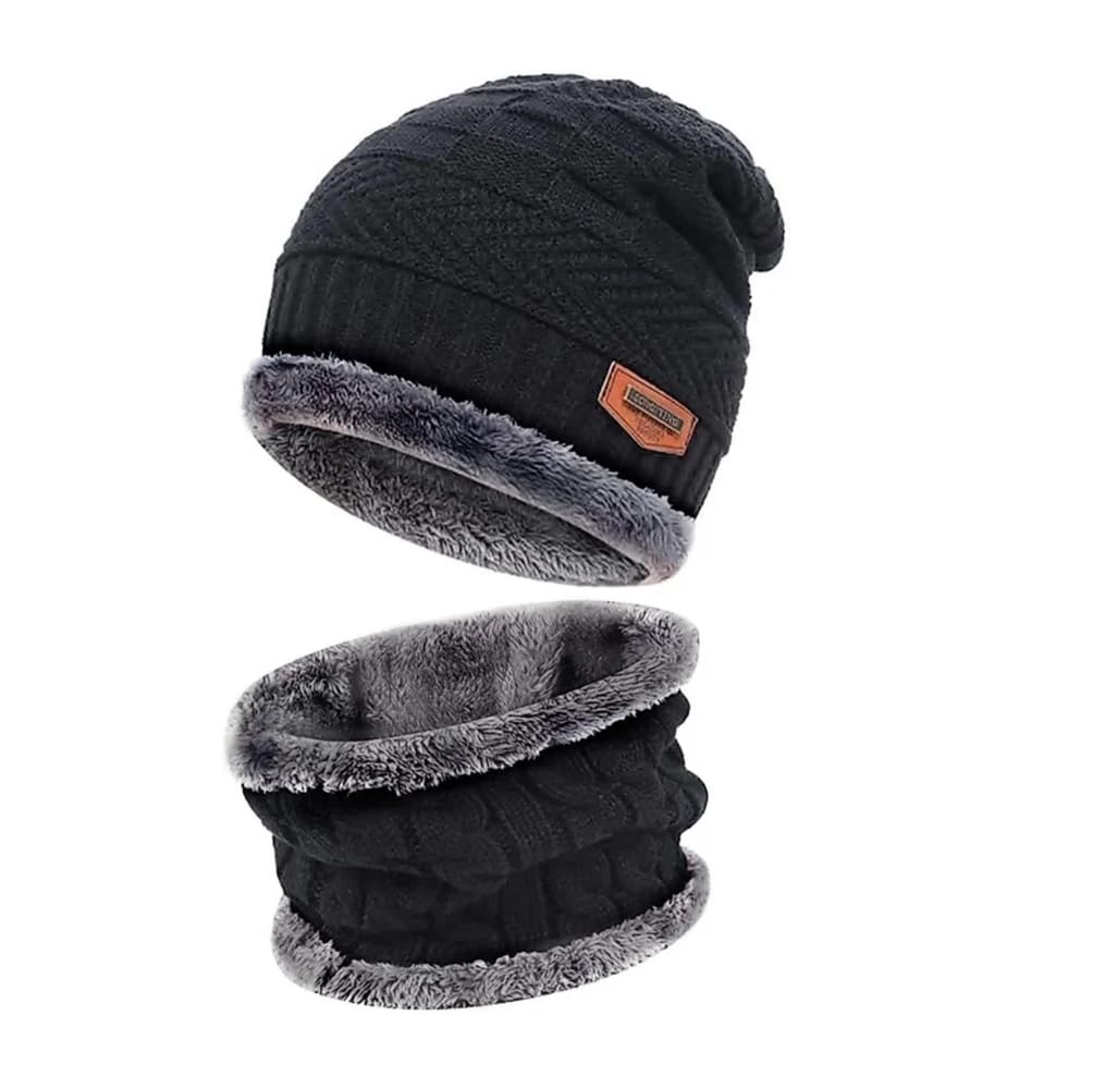 Men Women Unisex Free Size Winter Cap and Neck Warmer Set Beanie Ear Warmer Cozy Woolen Winterwear Set Casual Formal Gym Airport Travel Wedding Sports Fashion Multicolour-image-39