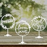 3 Pcs Wedding Wooden Table Decoration Sign Love Is Sweet Sign Guestbook Sign White Cards and Gifts...