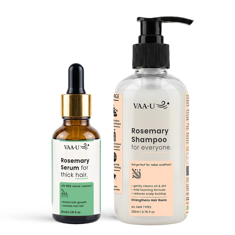 rosemary hair shampoo volumizing (200ml) & rosemary hair serum (30ml) | volumizing care | dual hair care combo | scalp nourishment | daily hair care | lightweight formula | fast absorbing