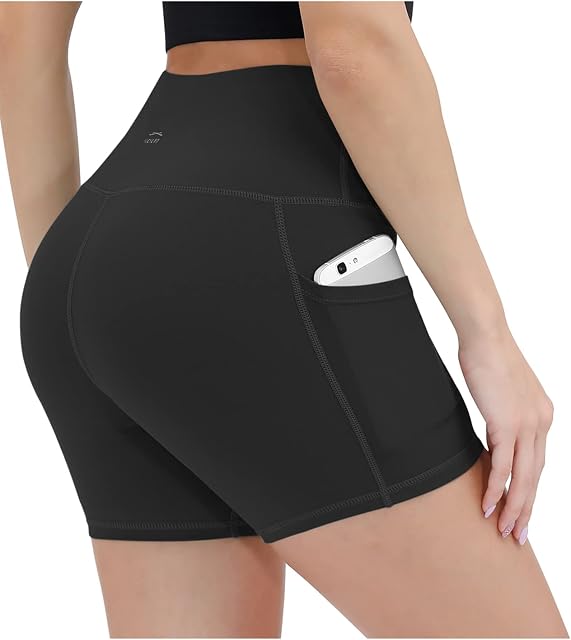 ALONG FIT 5" 11" Short de motard haute taille pour les femmes avec des poches entraînement Gym Yoga Compression Courte Squat Proof Leggings
