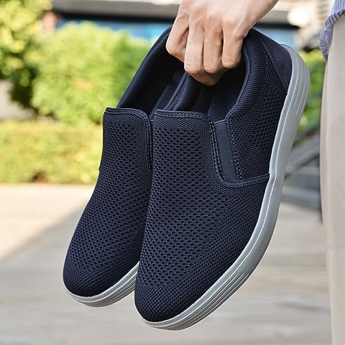 Image of konhill Mens Slip On Loafers Sneakers - Casual Knit Walking Shoes for Men, Lightweight Breathable Memory Foam Boat Shoes, Comfortable Slip-On Driving Loafers for Work Travel Beach