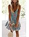 Summer Swing Dresses for Women, Ethnic Floral Print Sundress Straps Scoop Neck Short Chiffon Dresses with Pocket Green M