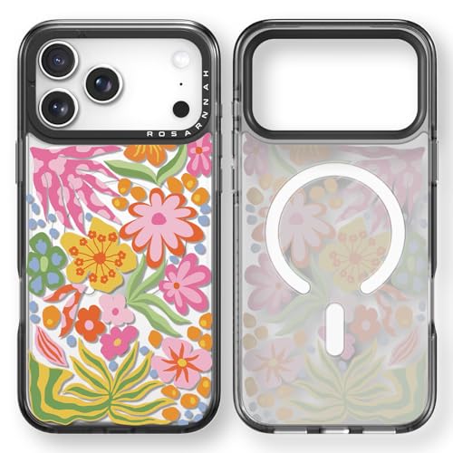Coque iPhone 17 Pro Max MagSafe antichoc à motif passiflore noir durable et élégante