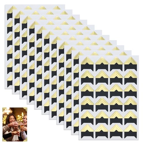 EUGENEKELLY 11 arkuszy samoprzylepnych narożników do zdjęć, złote, do scrapbookingu, do majsterkowania