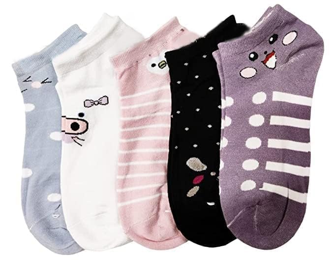 jhaikal Women's Cotton Ankle Length Low Cut Socks Free Size - 5 Pair Design May Vary (Multicolour)-picture-51