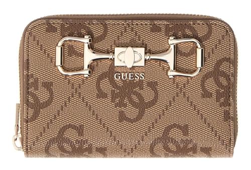 Porte-monnaie GUESS Janie Logo SLG marron clair en toile enduite