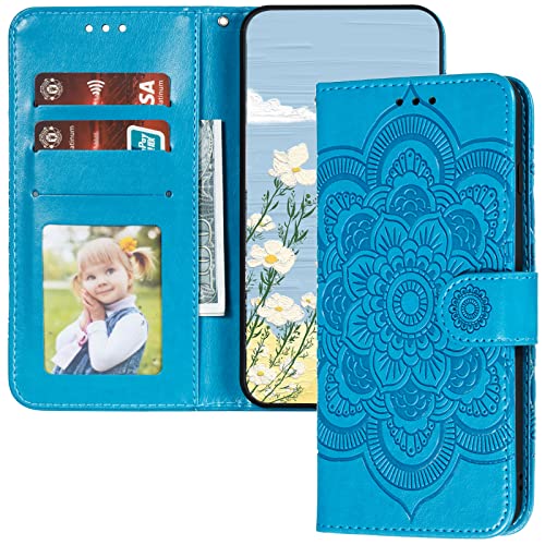 Protection Samsung S22 contre les rayures d'écran avec étui portefeuille bleu