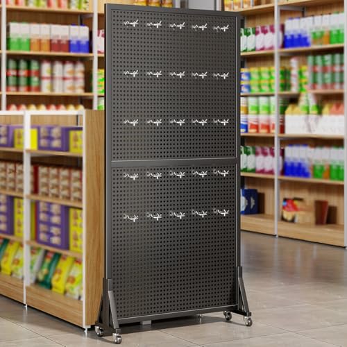 Présentoir grillagé de vente au détail avec panneau perforé mobile et structure métallique