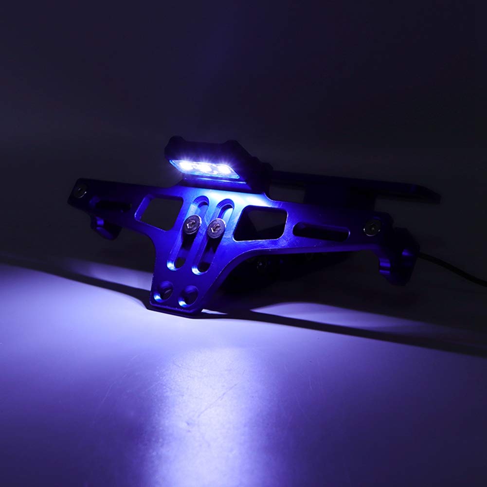 Portatarga Quad Portatarga per moto, Portatarga telescopico regolabile in lega di alluminio con luce LED(Blu)