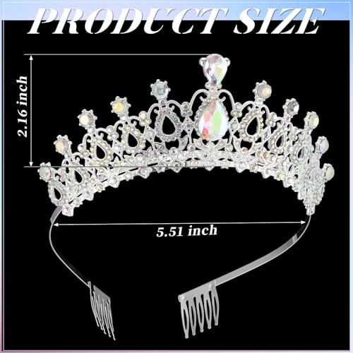 Loetere 12 Pcs Crystal Tiara and Princess Crown with Comb Crown Rhinestone Women Tiara Headpiece Queen Hair Accessories for Party Wedding Prom Halloween Cosplay Costume(Fancy Diamond Color) by Loetere - Image 5