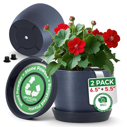 UNBREAKABLE Plant Pots Set of 2 with Drainage
