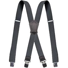 Suspenders for Men X Back Adjustable Heavy Duty Clip With 1.6 Inchs Wide Elastic Braces Snaps