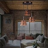 3-Lights American Industrial Restaurant Barrel Pendant Ceiling Lights with E27 Base Fitting Bar Wooden Bucket Hanging Chandelier Light,Home Lighting