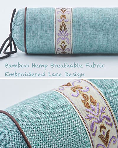 Blugy Buckwheat Pillow Back Pain Relief Products Cylinder Cervical Bolster Neck Roll Pillow For Sleeping Support Cervical Lumbar Buckwheat Hull Pillows (Gray) #TOP4