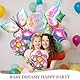 7 Stück Schmetterling Deko Geburtstag, Geburtstagsdeko Mädchen, Bunt Blumen Luftballon, Folienballon Schmetterling, Feen Deko Kindergeburtstag, für Geburtstag Jubiläum Motto Party