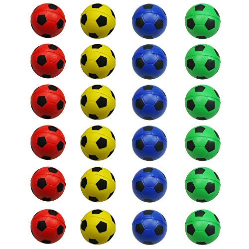24 Counts Colorful Mini Soccer Football Stress Ball, Mixed Color Mini Foam Squeeze Sports Ball Toys for Kids Fun Party Favors Anxiety Relief by MOMOONNON