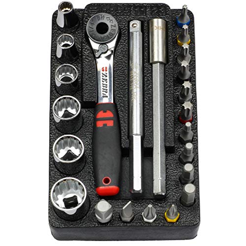 Würth Zebra 0,64 cm Multi Schlüssel + 23-teiliges Mini mit Ratsche + Aktenkoffer für schmale Zimmer