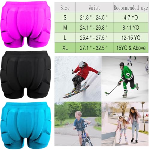 Kids Padded Shorts-HIPS Protective Pads Shorts for Snowboard Ski Skating Cycling,3D Protection for Butt Tailbone 6