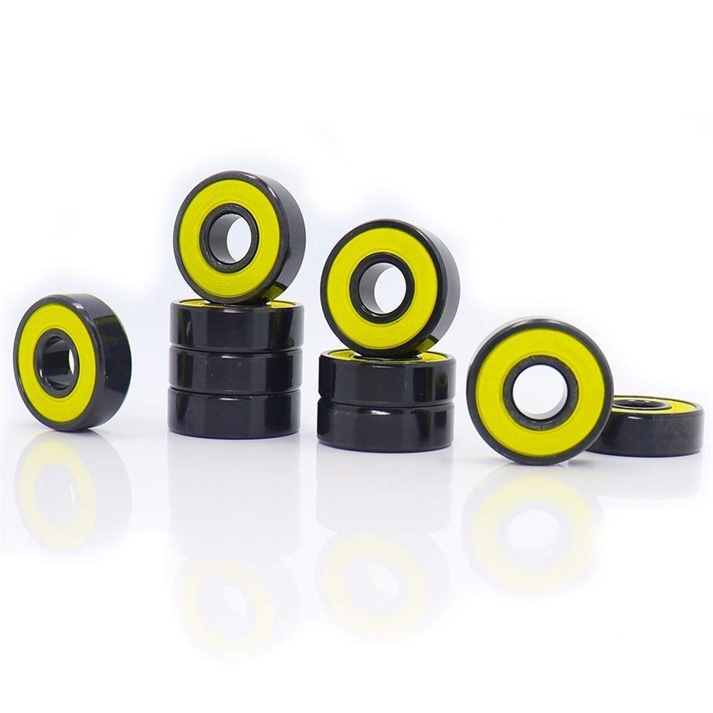 JIYAMI'EN EL-ZHOU 10Pcs 608RS Inline-Skate Lager ABEC-9 Gelb V Versiegelte Stahlkäfig Kugellager 608 2RS Geschwindigkeit Glatte Oberfläche mit Öl
