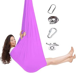 Therapy Swing Sensory Swing for Adults Therapy Swing for Kids Indoor Outdoor 2 in 1 Soothing Cuddle Hammock Durable Fabric Elastic Swing for Aspergers and Sensory Integration (Color : Light Purple,