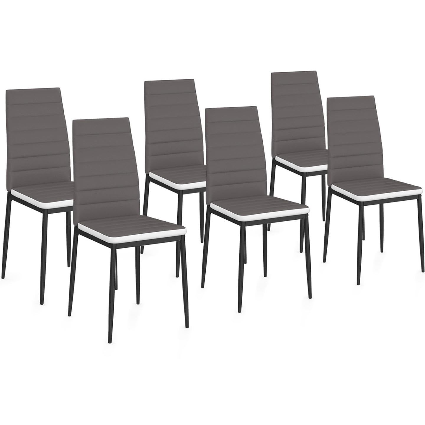 IDMarket - Set di 6 sedie da pranzo grigie con fascia bianca per sala ROMANE