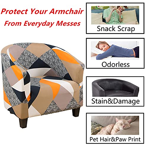 mmcrz Club Chair Slipcover, High Stretch Tub Chair Cover Removable & Washable Armchair Sofa Slipcover Furniture Protector for Living Room - Thumbnail 3