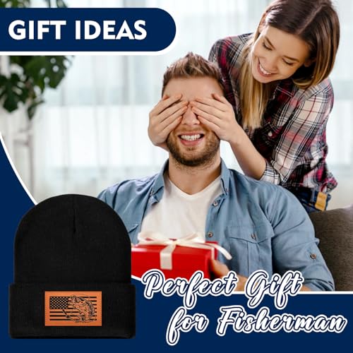 Image of American Flag Fishing Beanie Hat for Men, Christmas Dad Birthday Beanie Hats Gift for Women Men