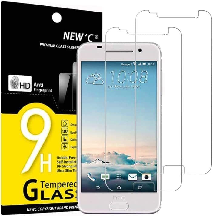 NEW'C Lot de 2, Verre Trempé pour HTC One A9, Film Protection écran sans Bulles d'air Ultra Résistant (0,33mm HD Ultra Transparent) Dureté 9H Glass