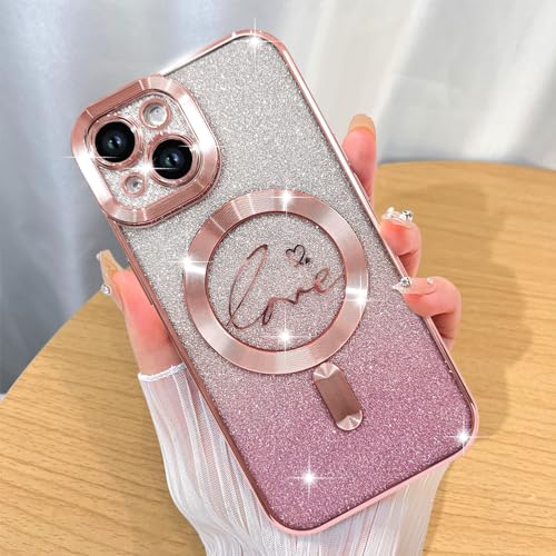 Image of ZIYE Magnetic Case Designed for iPhone 14 Glitter Case-Pink