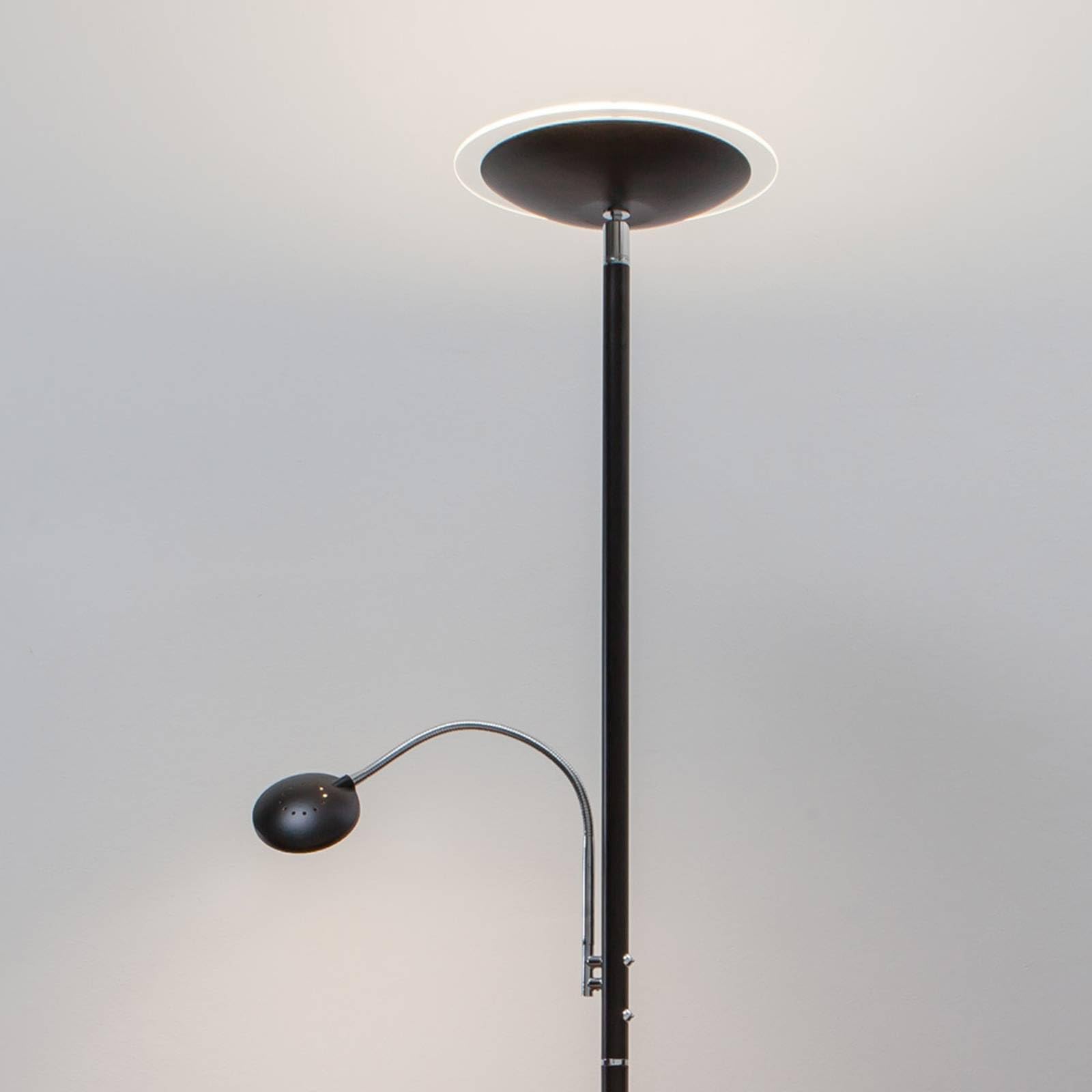 Lindby LED Stehlampe, Deckenfluter dimmbar verstellbarer Lesearm Standleuchte Metall Standlampe Wohnzimmerlampe Leselampe