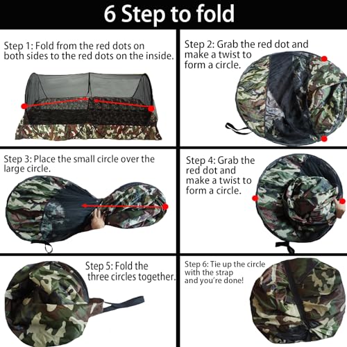 Image of CMINGJ Portable Mosquito Net Foldable Pop-Up Travel Mosquito Net for Bed Free Installation-Suitable for Baby Adults Bedroom, Camping, nap, Patio Bottom Zipper Extra Large(Black&Camouflage)