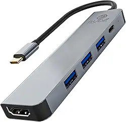 GUDZ Hub Adaptador USB Dockstation 5 em 1 Multiportas USB Tipo C Para HDMI 4K Full HD | USB 3.0 E USB 2.0 Compatíveis com Macbook Pro, Ipad, Laptop, Notebook, iPhone, HP, Dell, Lenovo | HUB USB C |