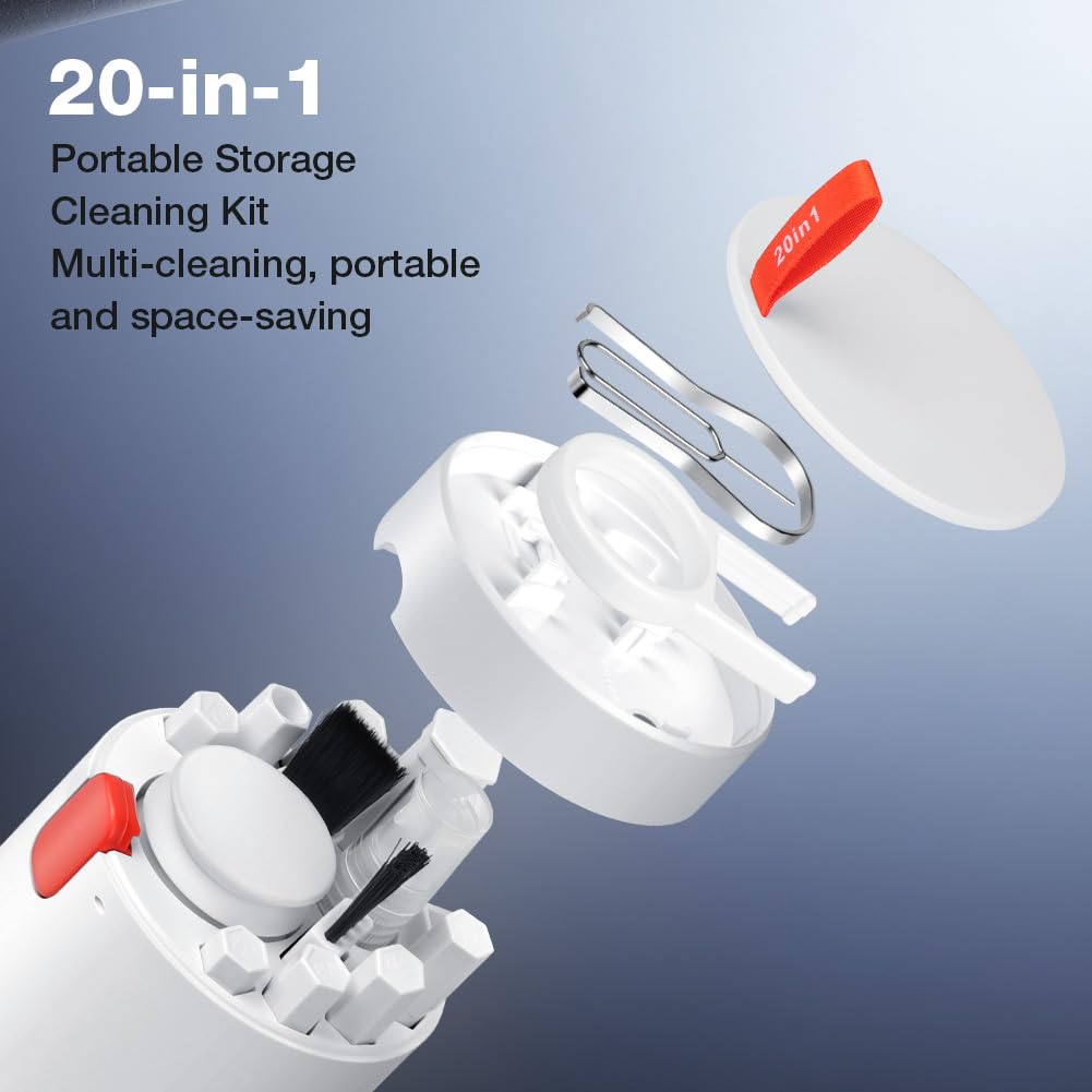 Zestaw do czyszczenia klawiatury 20 w 1, zestaw do czyszczenia słuchawek AirPods ze szczotką i sprayem, do czyszczenia klawiatury, laptopa, telefonu komórkowego, monitora PC, aparatu (biały)