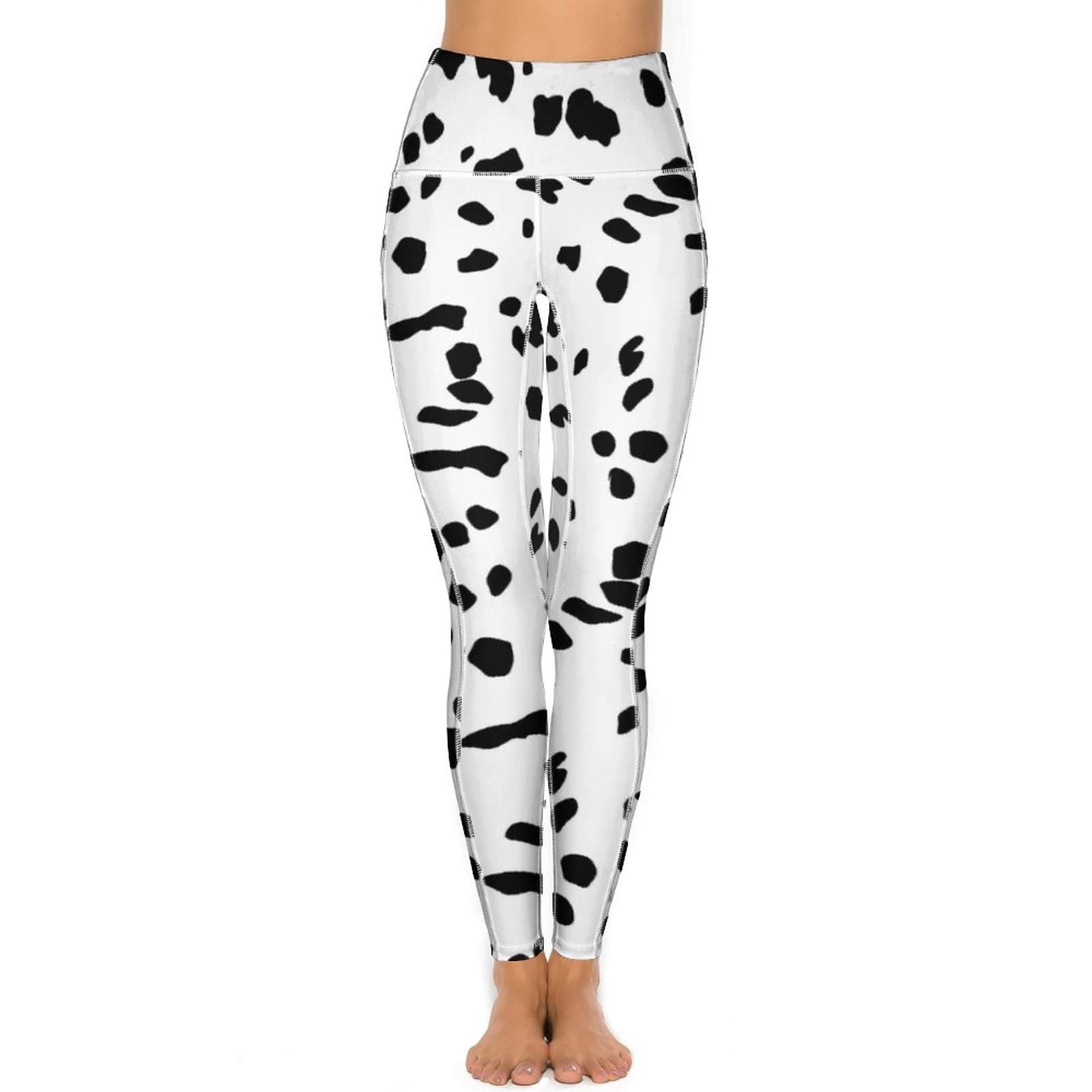 Bagea-Ka Dalmatian Dog Print High Waisted Leggings for Women Yoga Pants with Pocket Tummy Control Workout Sports Athletic