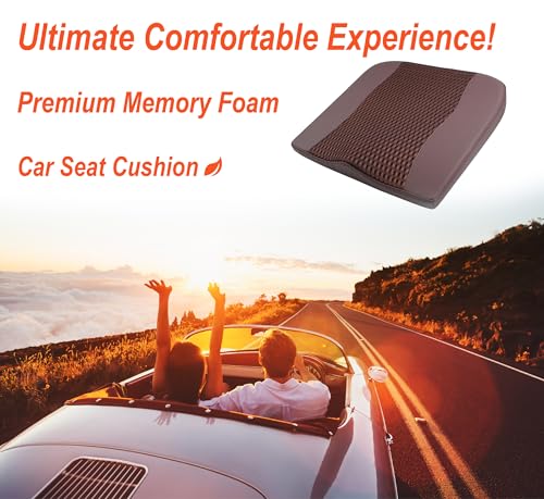 Lofty Aim Car Seat Cushion, Comfort Memory Foam Car Cushions for Driving - Sciatica & Lower Back Pain Relief, Driver Seat Pillow for Auto, Office Chair, Wheelchair - 4D Mesh Brown by Lofty Aim - Image 2