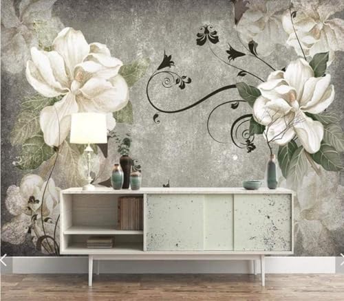 Tzxztt Retro Pintado A Mano Blanco Flores Arte Moderno Papel Pintado 3D Seda Texturizada Primera Calidad Neutros Material Ideal Para SalóN Dormitorio-200cm×140cm