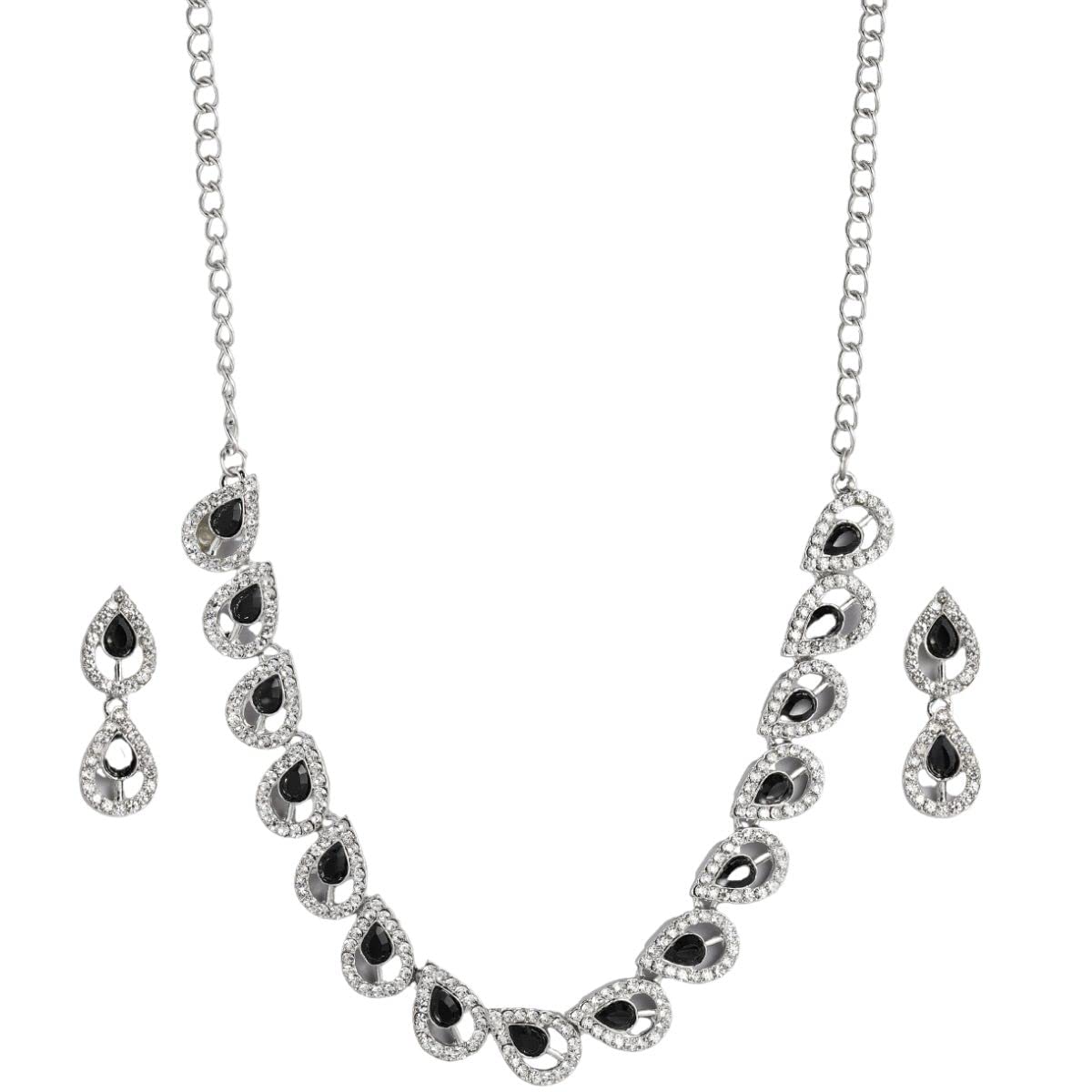 See full amazon price history chart for ACCESSHER Silver Plated Black Ad Studded HandcraftedNecklace Set For Women & Girls ACCESSHER Silver Plated Black Ad Studded HandcraftedNecklace Set For Women & Girls (B09X1RLDJR) Amazon Price History, Amazon Price Tracker