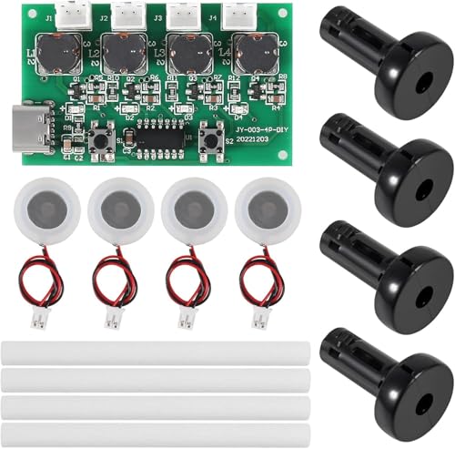 Image of RANVIRKAR USB Type-C 4 Head Humidifier Kit | DIY Ultrasonic Mist Maker Module with Circuit Board | Aroma Diffuser Fogger | Air Purifier Parts for Home, Car, Hydroponics, DIY Projects